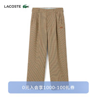 LACOSTE X le FLEUR* 联名法国鳄鱼男女同款网格休闲裤HH9702 C50/棕色格纹 34/S/170