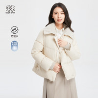 KOLON SPORT可隆女户外防泼水大鹅轻量中长款羽绒服夹克 燕麦灰OT 155/XS