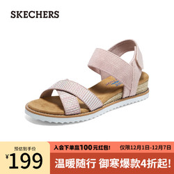 SKECHERS 斯凯奇 2023年春季新款女鞋经典魔术贴轻质凉拖鞋舒适柔软114139 粉红色/多彩色/PKMT 38