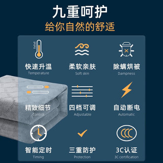 奥克斯（AUX）电热毯单双人舒适电褥子除螨定时法兰绒1.8米*1.5米AC39-4