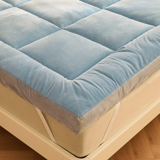 南极人牛奶绒床垫冬季加厚保暖双面加绒宿舍单人床褥子双人家用垫被 浅石蓝 90x200cm