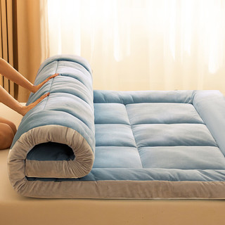 南极人牛奶绒床垫冬季加厚保暖双面加绒宿舍单人床褥子双人家用垫被 浅石蓝 90x200cm
