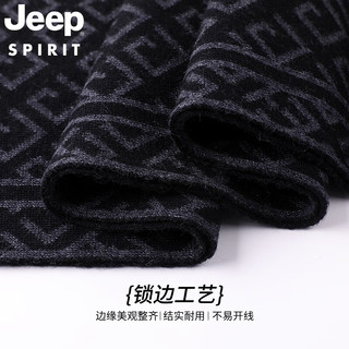 吉普（JEEP）羊毛围巾男秋冬季针织加厚保暖男士围脖 黑灰