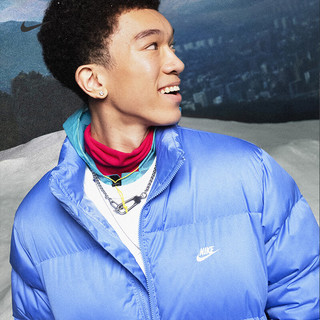 耐克（NIKE）男子夹克冬季棉服面包服外套宽松叠搭立领FB7369 450极地蓝/白 M