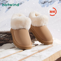 热风冬季女士时尚加绒加厚休闲靴保暖舒适圆头雪地靴潮 02棕色 39(正码)