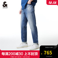 杰克琼斯 杰克·琼斯（JACK&JONES）春季男士个性字母刺绣贴布装饰时尚休闲锥形牛仔裤224132008 中牛仔蓝 165/74A/XSRW