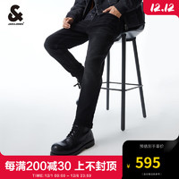 杰克·琼斯（JACK&JONES）23冬男士牛仔长裤微弹修身刺绣拼接潮流牛仔裤子男223432074 A15黑色牛仔 185/88A/XLRW