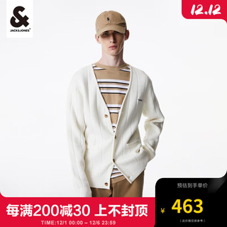 杰克·琼斯（JACK&JONES）男士百搭简约时尚商务休闲V领针织衫开衫223424056 雪白色A06 170/92A/S