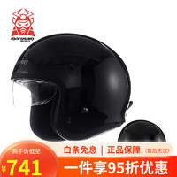 MARUSHIN 马鲁申 复古摩托车太子半覆式夏季安全头盔送镜片L10 亮黑 2XL