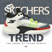 SKECHERS 斯凯奇 男款篮球鞋高帮舒适缓震专业运动鞋实战轻便运动鞋 白色/黑色/橙色 40