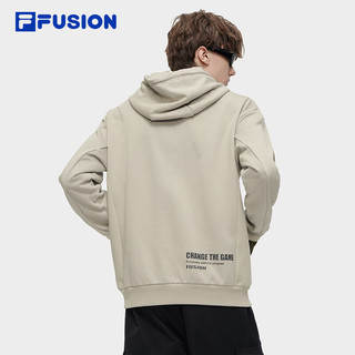 FILA FUSION斐乐潮牌男子针织连帽上衣时尚纯棉卫衣 麂皮-BG 190/108A/XXXL