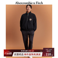 ABERCROMBIE & FITCH男装 美式街头刺绣字母复古日常宽松保暖抓绒运动裤卫裤 353860-1 黑色织纹 S (175/76A)