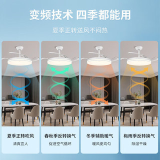 雷士照明 雷士（NVC）风扇灯简约白色吊扇灯客厅卧室灯具餐厅灯饰三色遥控变频