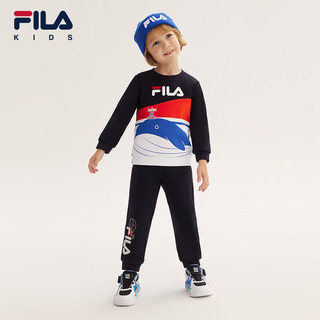 FILA【丝柔棉】斐乐童装儿童长袖2023冬小童男童套头保暖卫衣 满印一-ZA 120