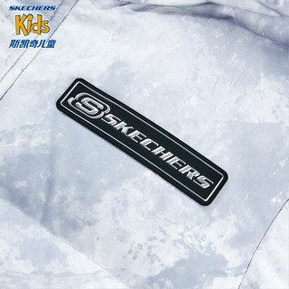 Skechers斯凯奇童装男女童短款羽绒服2023户外滑雪服商场同款P423G012 男童/焕影迷雾灰满印/03HT 140cm