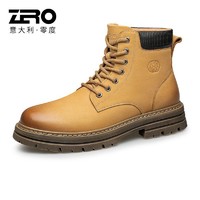 ZERO 零度男鞋马丁靴高帮工装靴耐磨靴子真皮时尚户外鞋子