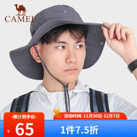 骆驼（CAMEL）渔夫帽丁真同款大头围防晒遮阳太阳帽子大帽檐遮脸大沿帽 A0W3M2115-1，军绿色 均码