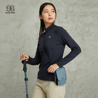 KOLON SPORT可隆半拉链长袖T恤女透湿内搭抗菌户外休闲衣 黑色BK 175/XL