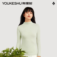 YOUKESHU 有棵树 植物暖暖衣保暖内衣女士抗静电抑菌秋衣打底衫上衣 浅绿色 M
