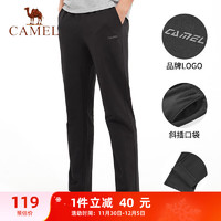 CAMEL 骆驼 直筒针织运动裤长裤男透气休闲卫裤子 CC22251L006-1 黑色 XL