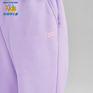 Skechers斯凯奇女童长袖套装冬舒适保暖假两件卫衣长裤L423G131 兰花盛开紫/00AQ 130cm