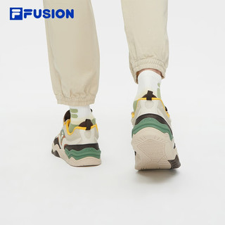 FILA FUSION斐乐潮牌男鞋KICK专业滑板鞋波浪底板鞋 桦树棕/香槟色-BC 42