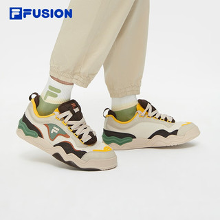 FILA FUSION斐乐潮牌男鞋KICK专业滑板鞋波浪底板鞋 桦树棕/香槟色-BC 42