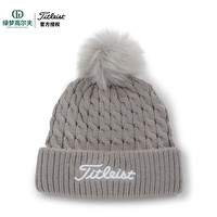 Titleist高尔夫球帽男士冬户外挡风时尚运动百搭golf织式保暖绒球帽 浅灰TH23WCKNPN2-0G1