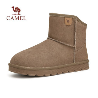 骆驼（CAMEL）雪地靴男士加绒加厚保暖雪靴东北防滑防寒棉鞋子 G13W223110 卡其 39