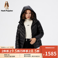 Hush Puppies暇步士女装轻暖简约休闲短款连帽羽绒服 188黑色 S