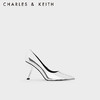 CHARLES&KEITH圣诞系列23冬季尖头漆皮异形高跟鞋子女鞋女士CK1-60280417 Silver银色 34