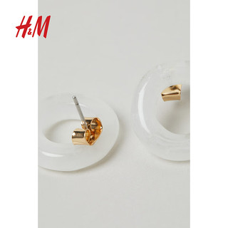 H&M女士配饰耳环潮流时尚简约白色圆环形塑料耳饰耳钉1000788 白色 NOSIZE