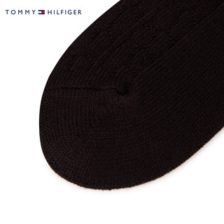 TOMMY HILFIGER女装简约小绣标绞花舒适休闲长筒袜TS000779 黑色078 OS