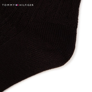TOMMY HILFIGER女装简约小绣标绞花舒适休闲长筒袜TS000779 黑色078 OS