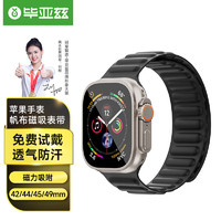 毕亚兹 苹果手表表带 apple iwatch帆布磁吸表带ultra2/S9/8/7/6/SE 适用于42/44/45/49毫米 BD57 黑色