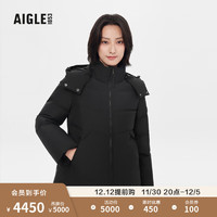 AIGLE艾高户外加厚保暖舒适简约鹅绒羽绒服女士外套 黑色 AQ721 40
