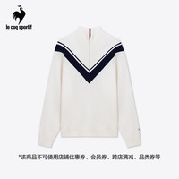 乐卡克 法国公鸡男款24三色系列立领撞色毛衫L241MCNA3006 象牙白色/A02 S