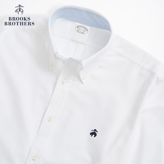 布克兄弟（BrooksBrothers）男士扣结领牛津纺修身免烫休闲衬衫 B123-白色 M