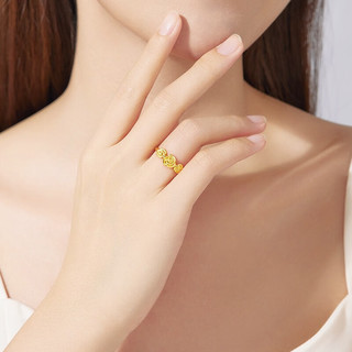 赛菲尔黄金戒指女款足金999.9三朵玫瑰花开口戒指环物 约2.75克（工费210元）