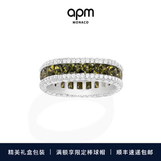 APM Monaco密镶卡其色戒指女高级时尚饰品 銀白色密镶卡其色戒指 48码