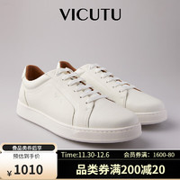 威可多（VICUTU）男士休闲鞋舒适简约百搭皮鞋商务通勤休闲百搭小白鞋VBW22395205 白色 40