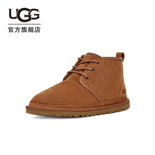 UGG 男士舒适平底绑带休闲纯色迷你靴 3236 CHE | 栗色 41