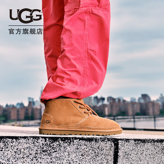 UGG 男士舒适平底绑带休闲纯色迷你靴 3236 CHE | 栗色 41