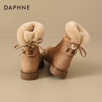 DAPHNE 达芙妮 加绒雪地靴2023冬季新款中筒马丁靴女厚底户外防滑保暖棉靴