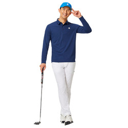 TaylorMade 泰勒梅 高尔夫长袖POLO衫男士T恤高尔夫球衣打底衫 高尔夫服装N87365 深蓝色S
