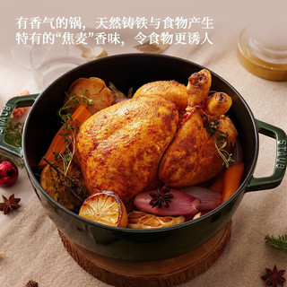 staub 珐宝 法国珐琅锅松树图案多用锅莳萝绿24cm汤锅炖锅煮锅40501-088