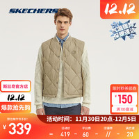 斯凯奇（Skechers）冬季男士羽绒背心百搭时尚气质商务羽绒服L323M057 海带褐/01EW XL