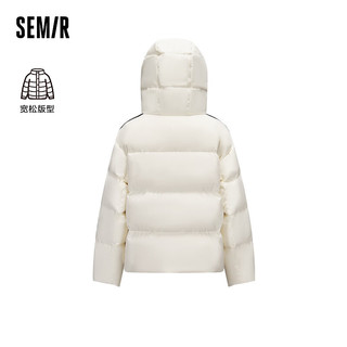 森马（Semir）羽绒服女防水防风宽松冬季2023撞色外套运动风 奶白（白鸭绒）10501 165/88A/L