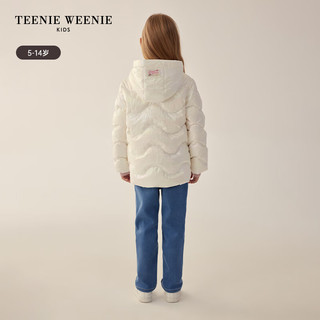 TEENIE WEENIE Kids小熊童装女童款短款鸭绒连帽轻薄羽绒服 象牙白 130cm