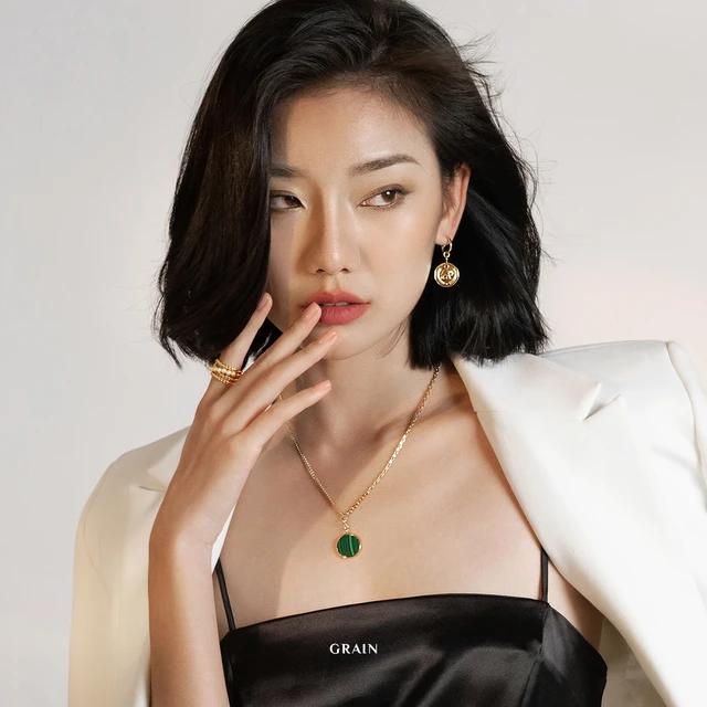 MGS/曼古银麦穗系列银镀18K金项链女高级设计感小象锁骨链颈链女